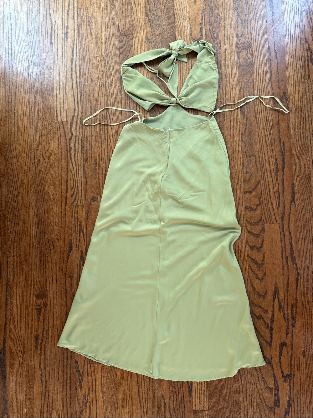 Women's Backless Halter Slip Dress in Sage Green